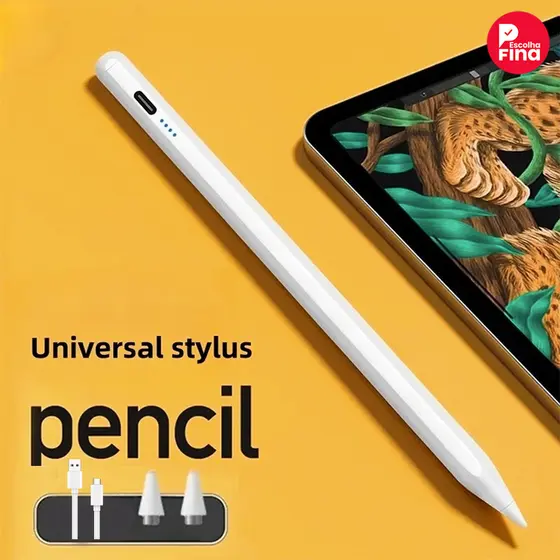 Caneta tátil ponta fina alta precisão compatível com iPad iPhone e Android Ideal para design
