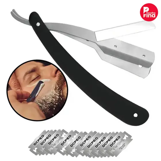 Navalha de Acabamento para Barba com Opção de 10 ou 30 Lâminas - Kit Profissional Completo