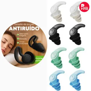 Tampão Ouvido Par 3 Camadas Antiruído Plug Dormir Natação Estudos Trabalho Protetor Auricular