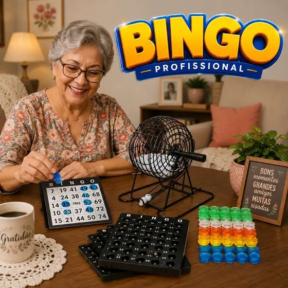 Jogo de Bingo Completo com Roleta Giratória e Fichas