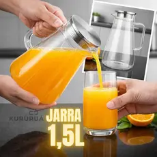 Jarra De Vidro Tampa  Hérmetica Com Vedação Inox 1,5L Suco Chá
