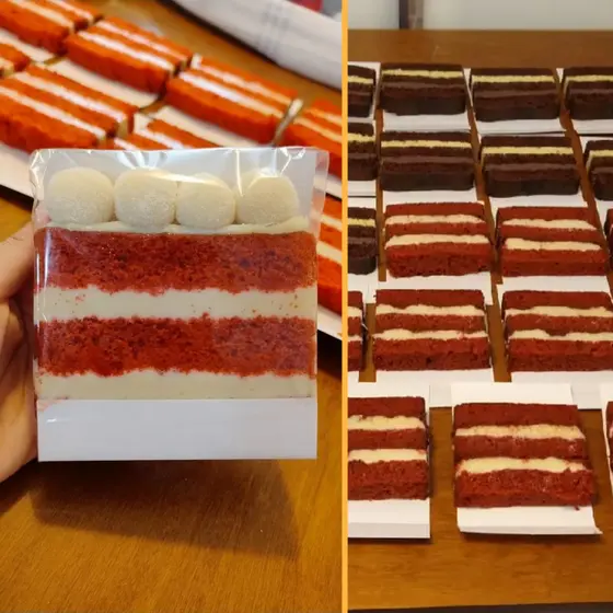 100 Embalagem para Slice Cake + Celofane Fatia Bolo Torta Ref10 - Vai ao freezer
