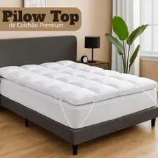 Pillow Top Casal Queen Cama Box Com Elástico Ajustável Pilou Antialérgico