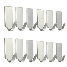 Cabide Gancho Inox Adesivo Kit 12 Peças Cozinha Banheiro