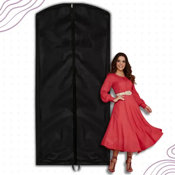 Capa De Vestido Terno Roupas Protetora Impermeavel Com Zíper Tnt - 60 X 1,40 CM