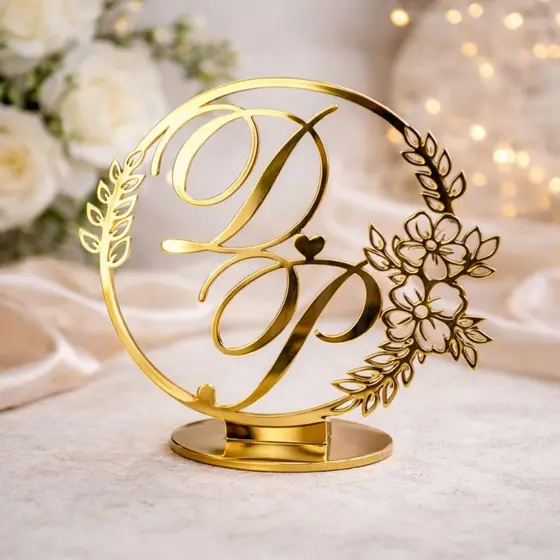 Topo De Bolo Casamento Acrílico Personalizado Iniciais Noivos
