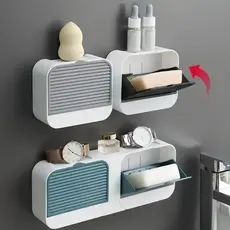 Kit Saboneteira Porta Sabão Duplo Com Adesivo Para Fixação Parede Banheiro Pronta Entrega