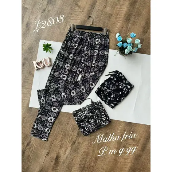 Calça estampada, leve e fresca! Com bolso e elástico na cintura!