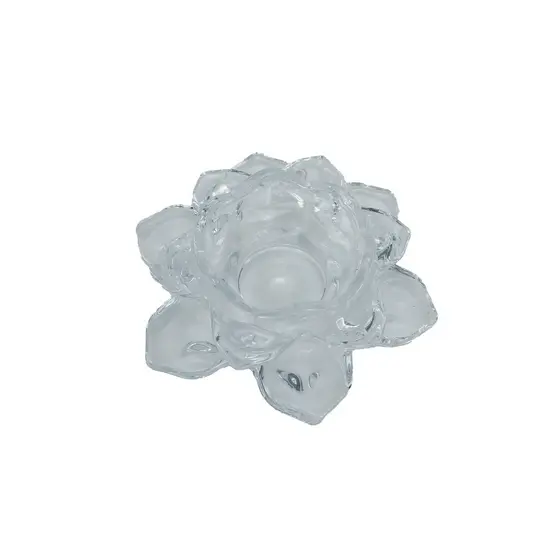 Porta Velas Vidro 13cm Flor de Lotus Alta Qualidade Cachepot de Vidro