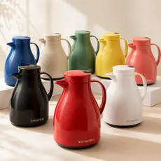 Garrafa Termica Paris 1 Litro Unitermi Bule Gatilho Ampola Vidro Cafe Cha Leite Cozinha Escritorio