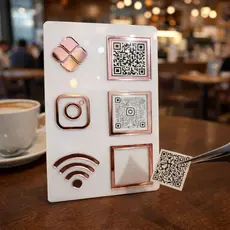 PLACA para PIX em ACRÍLICO - 3 QRCODES - Pix, Instagram e WIFI - OFERTA!