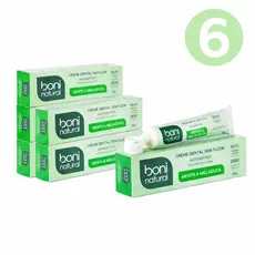 Kit 6 Creme Dental Boni Natural Menta e Melaleuca - Sem Flúor 90g