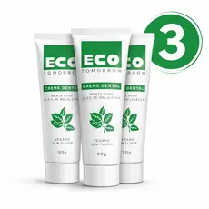 Kit 3 Creme Dental Eco Tomorrow - Menta Pura e Óleo de Melaleuca - Sem Flúor 90g
