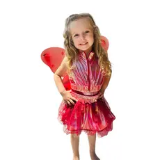 Conjunto Fantasia Infantil Borboleta rose/vermelho holográfico . Kit com 4 peças