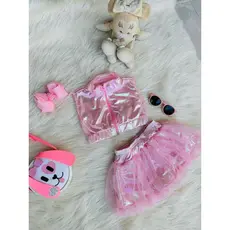 Conjunto Menina Tule ( cropped + shorts Saia, 2 peças)