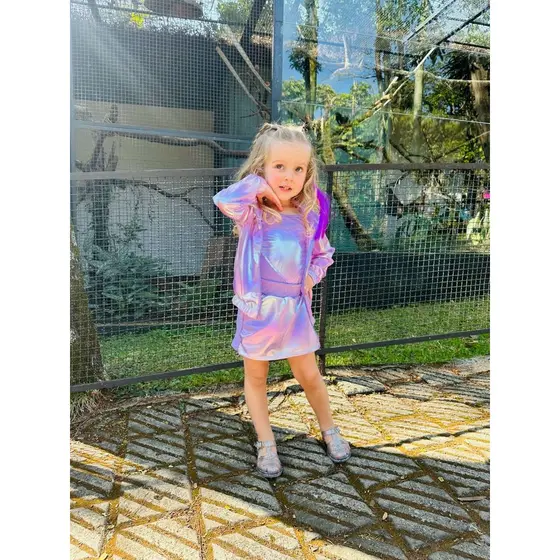 Conjunto Holográfico jaqueta + Blusa de alça /Infantil-Juvenil / moda blogueira