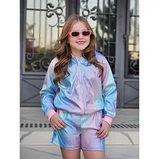 Conjunto Infantil Holográfico Jaqueta + Shorts - Moda Infantil Fashion e Moderna (LAVANDA)