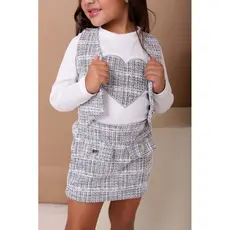 Conjunto Infantil  Tweed  Luxo 4  Peças /Saia  + Blusa  + colete + Boina  (Moda Blogueira/ outono/Inverno) LUXO