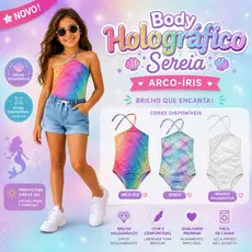 Body Maiô Infantil Menina /Holográfico-/ Metalizado