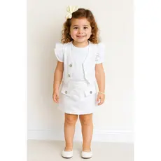 Conjunto Luxo 3 Peças /Saia  + Regata  Canelada com coração + colete (Moda Blogueira -Jeans menina)