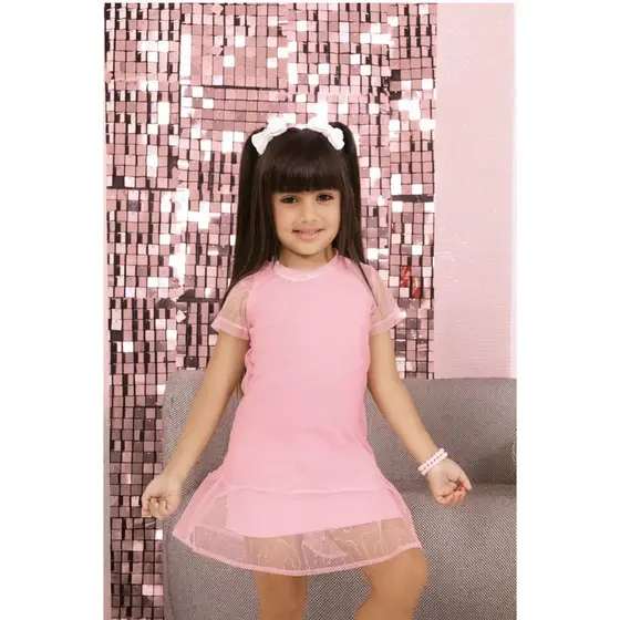 Vestido Infantil Tule com Paetê -  Festas,