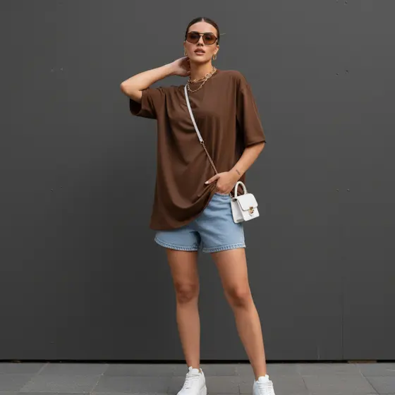 Camiseta feminina modelo over