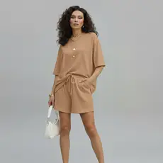 Conjunto Viscolycra Short e Blusa Oversized Alfaiataria Feminino