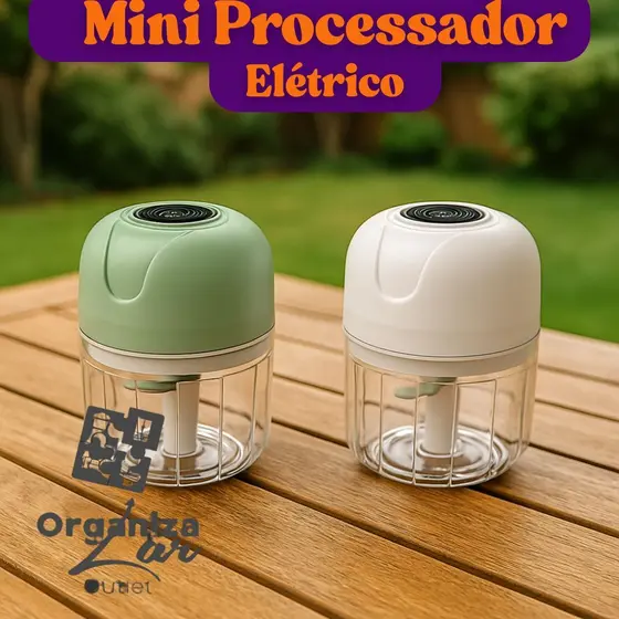 Mini Triturador/Processador Elétrico Moedor Carnes Legumes Vegetais Recarragavel USB 250ml