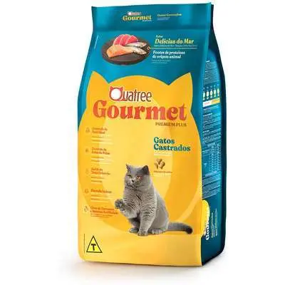 Ração Para Gatos Castrados 3KG Alimento Quatree Gourmet Adulto Sabor Delícias Do Mar