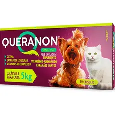 Suplemento Vitamínico Para Pelo e Pele Queranon para Cães e Gatos de 5 Kg 30 Comprimidos Palatáveis