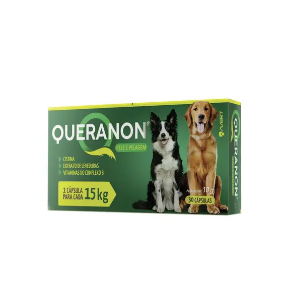 Suplemento Vitamínico Para Pelo e Pele Queranon para Cães de 15 Kg 30 Comprimidos Palatáveis