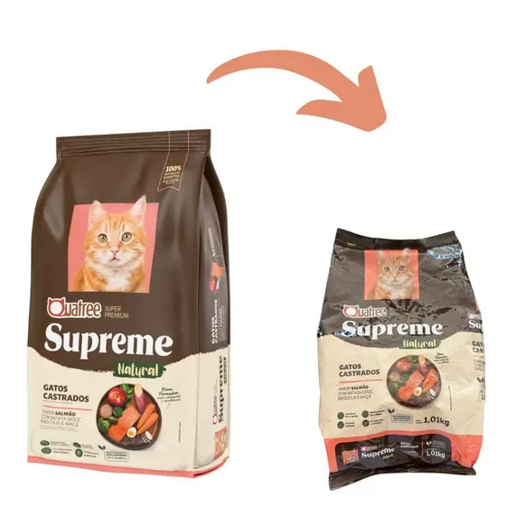 Ração 1kg Quatree Supreme Gatos Castrados Salmão