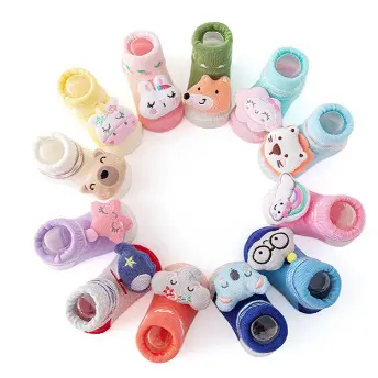 Kit 5 Pares de Meias Infantil Bebê Pantufa 3D Bichinho Meia Recém Nascido/