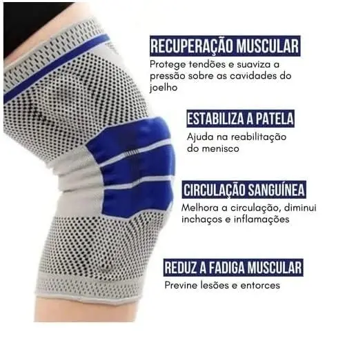 Joelheira Articulada Ortopedica Compressão Silicone Patelar
