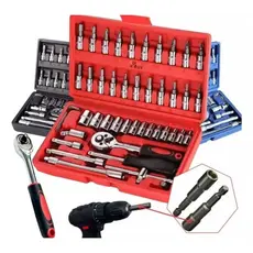 Kit Ferramenta Jogo De Soquete Aço Crv 1/4 Catraca Chave Allen Com Maleta Completo Barato