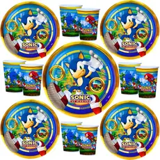 Kit Festa Sonic the Hedgehog Copos 180ml Pratos 18cm Descartáveis Aniversário Decoração Infantil