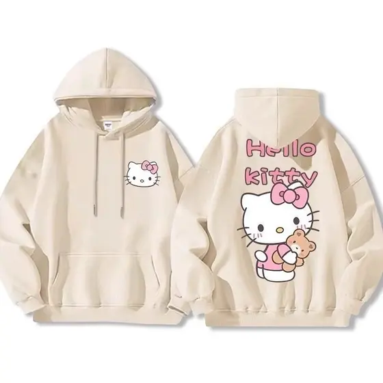 Moletom Canguru Hello Kitty Feminino Adulto 100% Algodão Estiloso Dia a Dia
