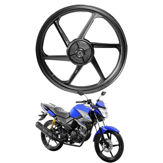Roda Traseira Liga Leve 18 Compatível Yamaha YBR 125 Factor 150 Fazer Tambor Preto