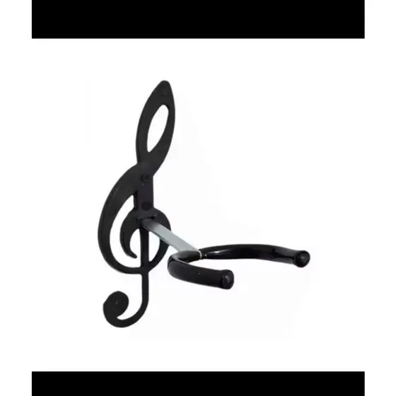Suporte de violão PRETO para Violão, Guitarra, Ukulele, Baixo – Design Clave de Sol 𝄞