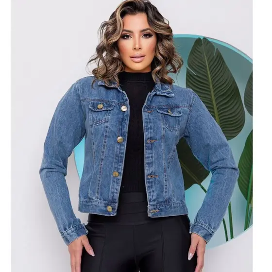Jaqueta jeans com botões de metal boa qualidade O tecido é 100% algodão, não estica