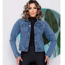 Jaqueta jeans com botões de metal boa qualidade O tecido é 100% algodão, não estica