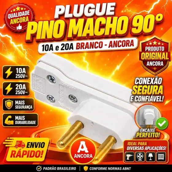 Pino Macho 90° Lateral 10A e 20A 2P - Ancora