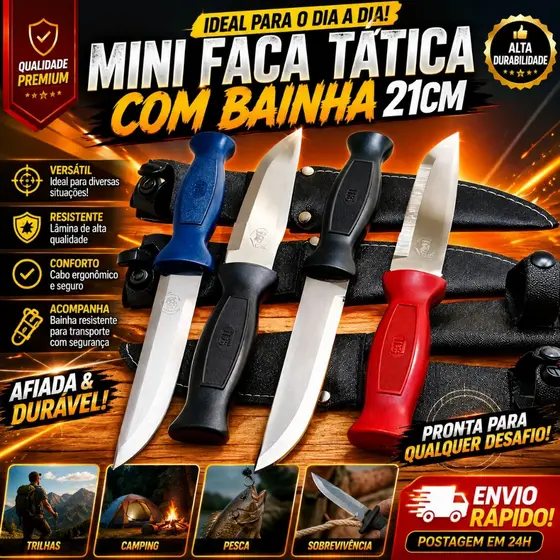Mini Faca Tática com Bainha 21cm - Idea
