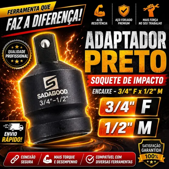 Adaptador Redução Impacto Para Soquete 3/4 F X 1/2 M
