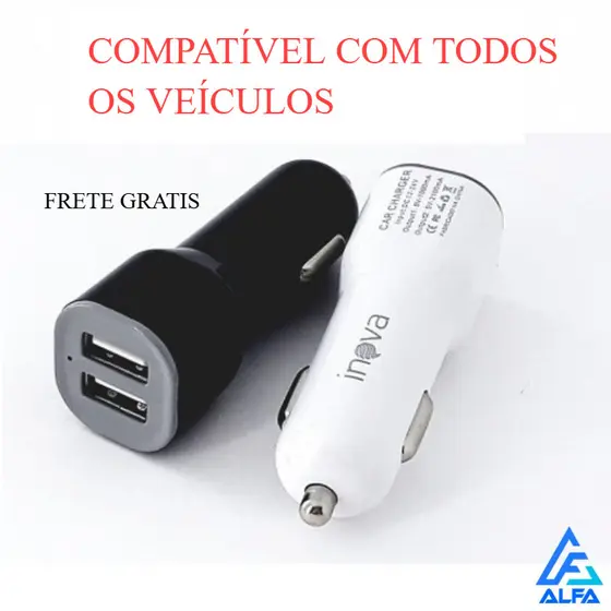 Carregador Veicular Turbo UNIVERSAL com Duas Portas USB - Rápido Compatível com Todos Dispositivos