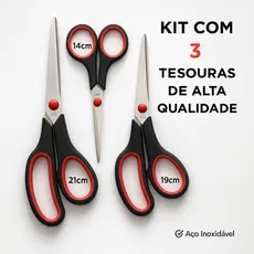 Kit 3 Tesouras de Artesanato – Corte Preciso em Feltro, Papel, EVA, Fitas e Tecidos