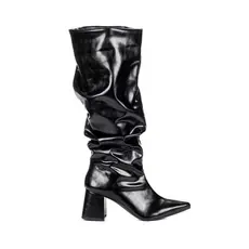Bota Feminina Montaria Cano Longo Enrugada Madrid Preto