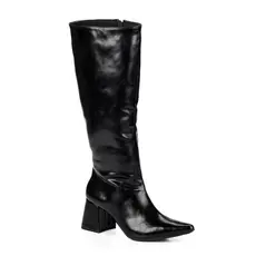 Bota Montaria Feminina Lançamento Salto Grosso Bico Fino Cano Longo Blogueira Fashion Festa Rodeios