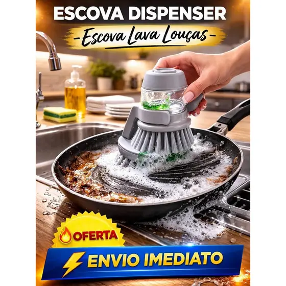 Escova Limpeza Multiuso Dispenser Detergente Sabão Sabonete Esponja Lava Louça