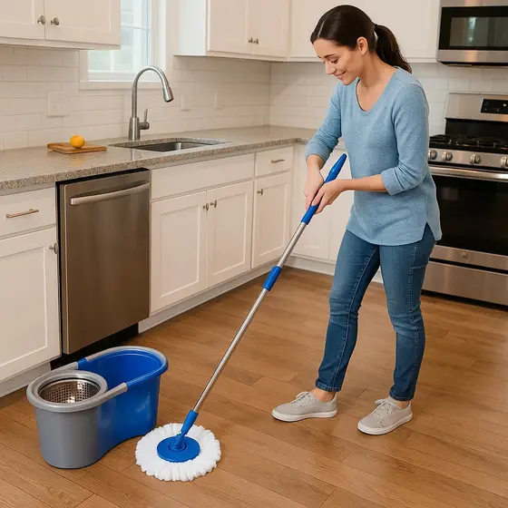 Mop Giratório 360° Com Balde Esfregão Microfibra Limpeza Piso Rodo Spin Lavável INOX OU PLASTICO